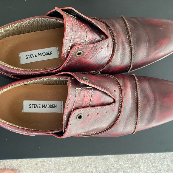Steve Madden SCAFELL Red Burgandy Hand Crafted Limited Edition Mens Oxford Sz 10 - Picture 9 of 14